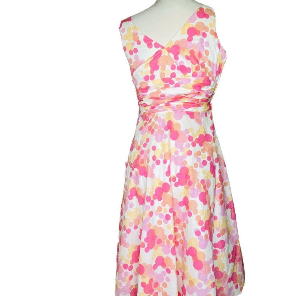 NEW Maggy London Dress Size 2 Pink Sleeveless Polka Dot A-Line Lined V neck - Picture 4 of 8